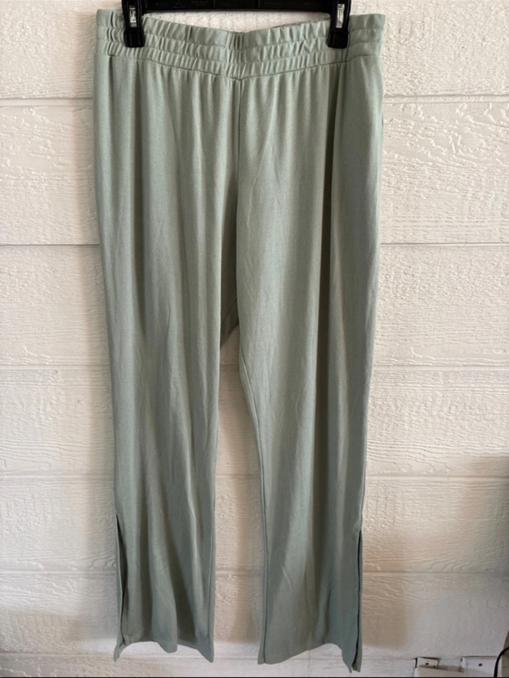 Relaxed Sage Pull-On Track Pants with Side Slits